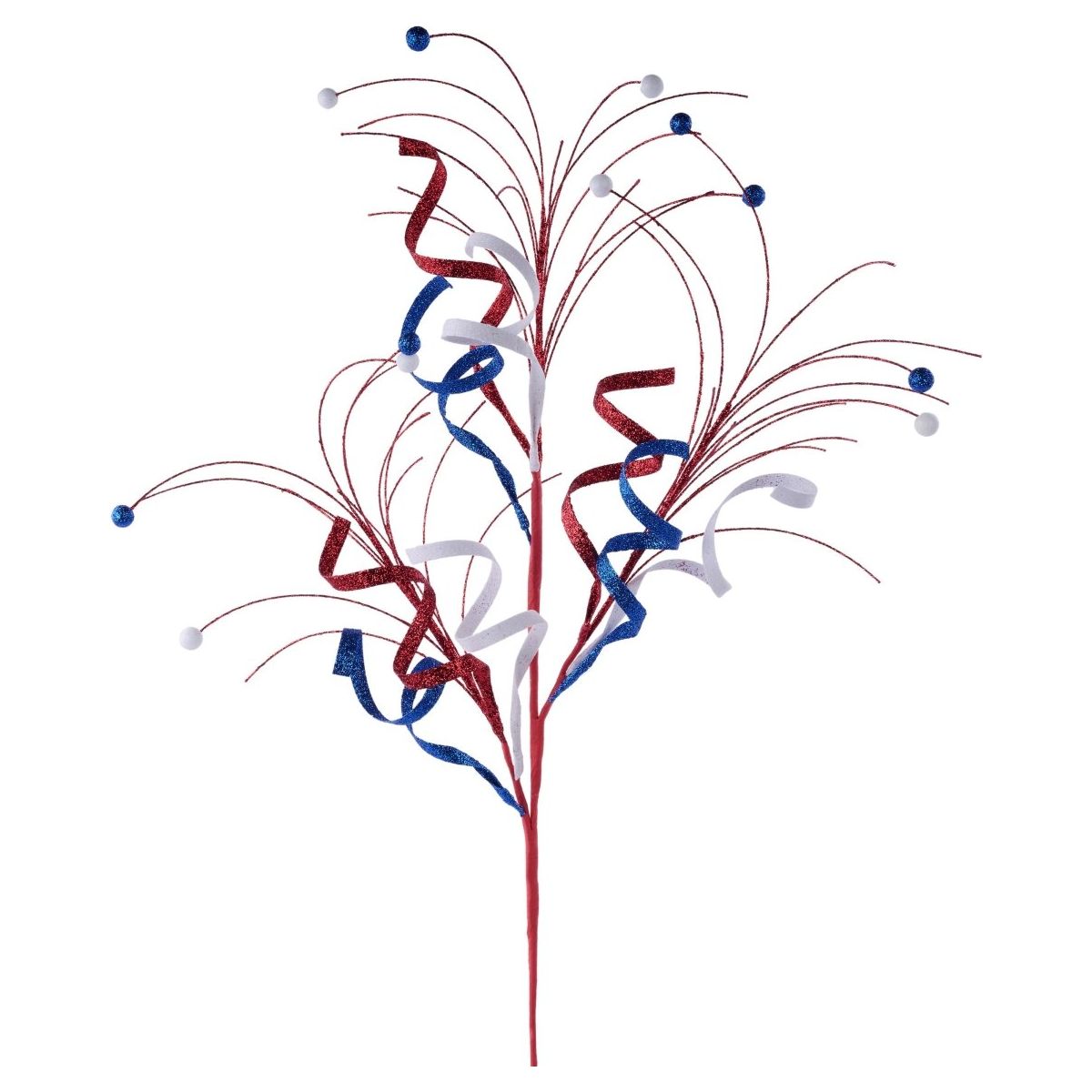 Shop For 35" Glitter Curly Fishline Ball Spray: Patriotic