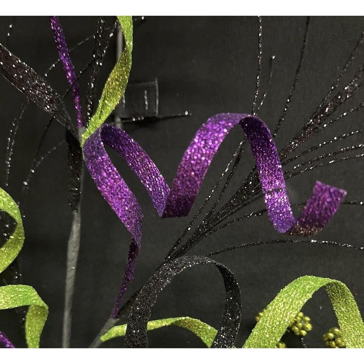 Shop For 35" Glitter Curly Fishline Ball Spray: Purple/Black/Lime