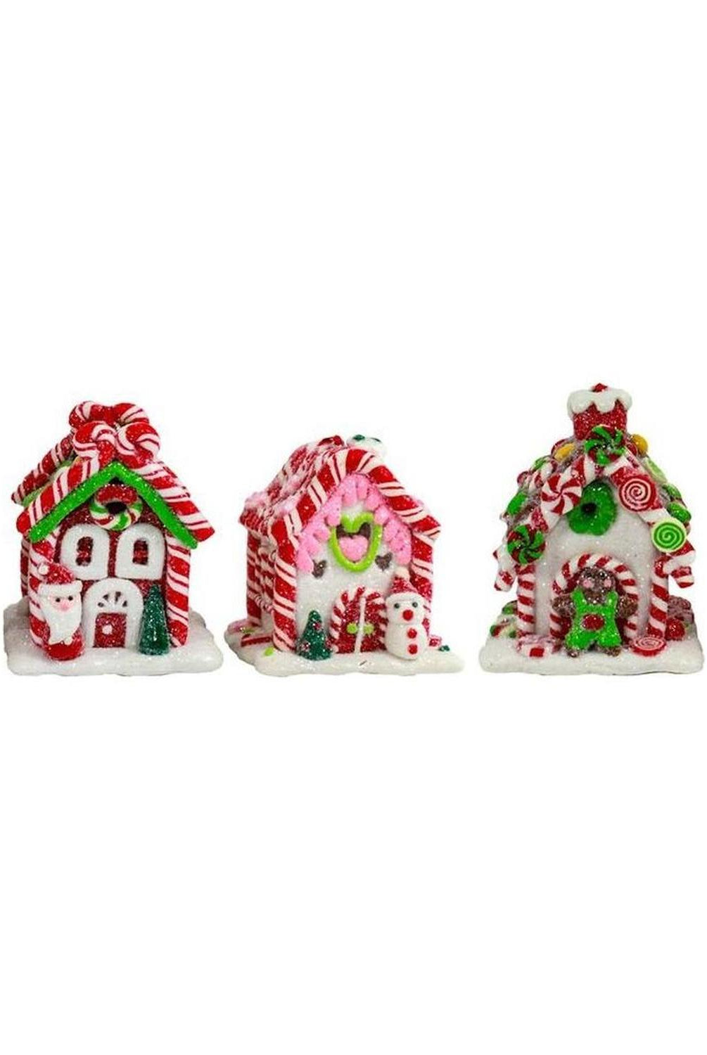 3.5" LED Gingerbread Candy Houses, 3-Piece Set