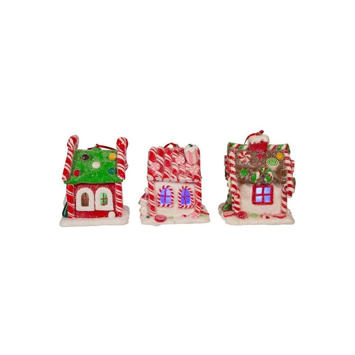 Shop For 3.5" LED Gingerbread Candy Houses, 3 - Piece Set