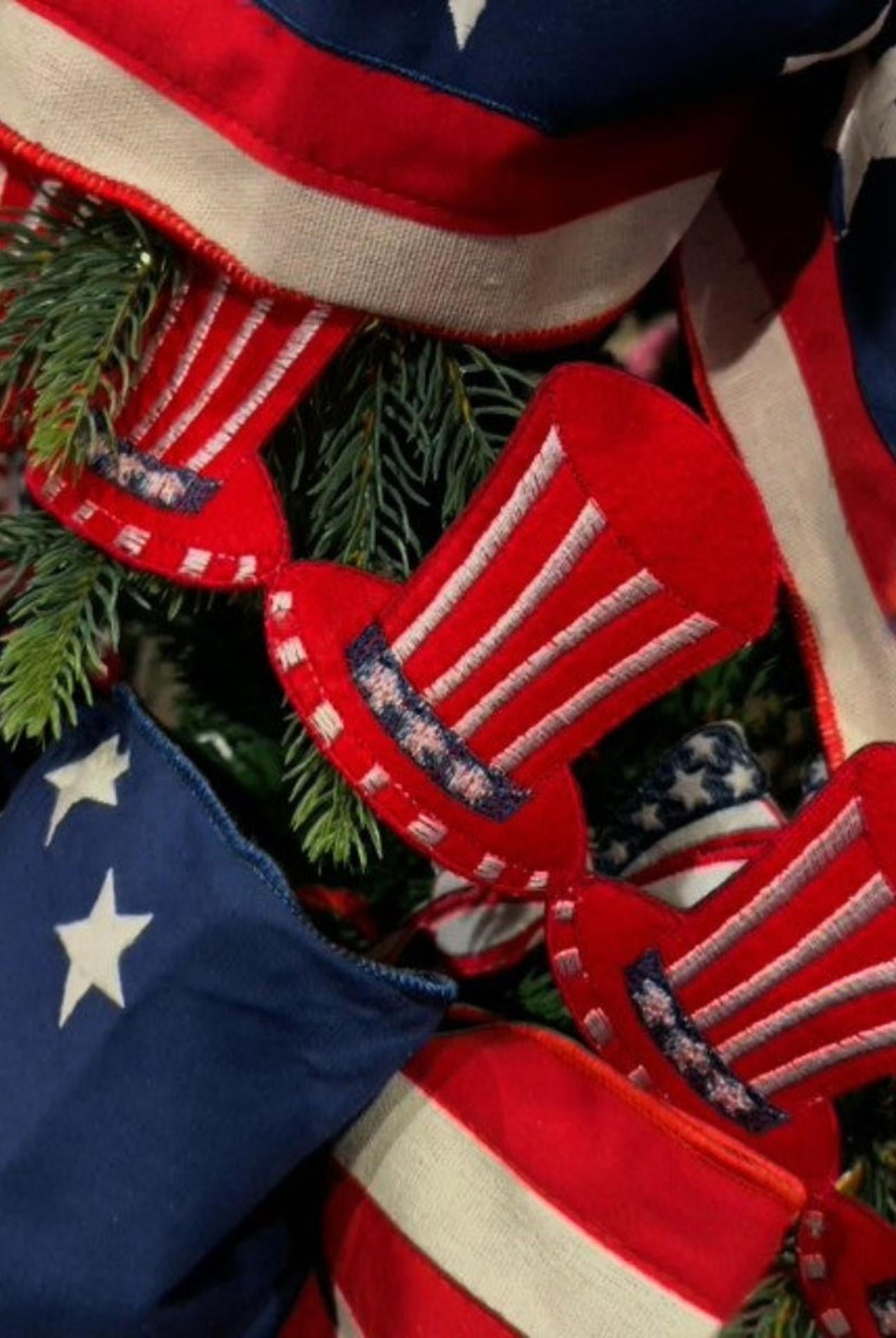 3.5in Felt Embroidery American Top Hat Garland (5 Yards)