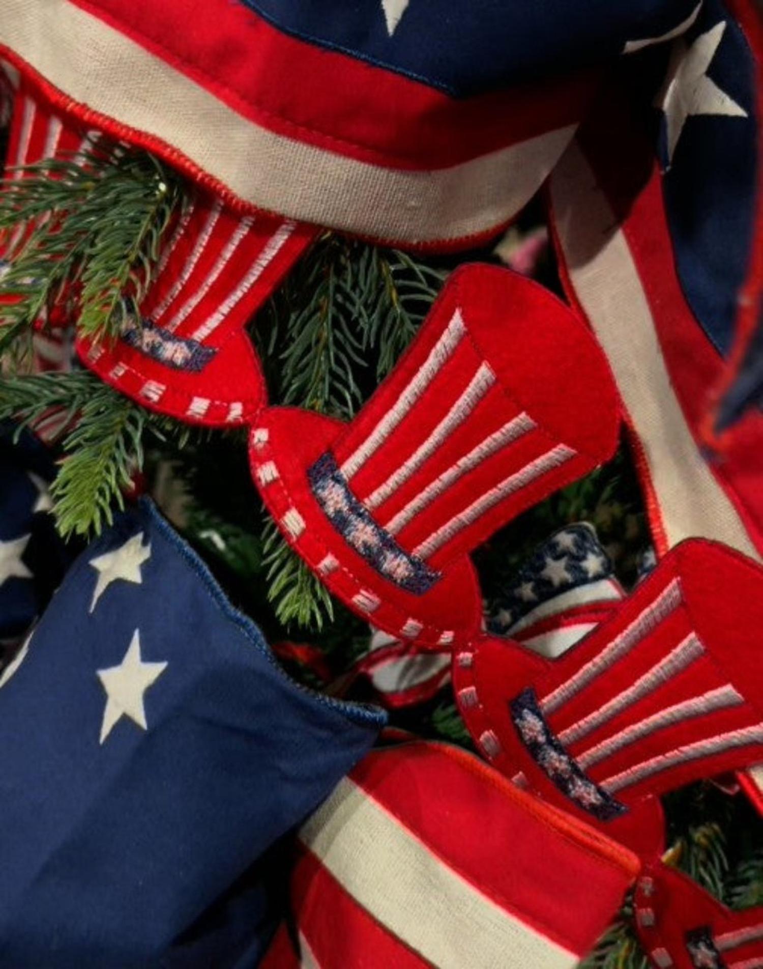 3.5in Felt Embroidery American Top Hat Garland (5 Yards)