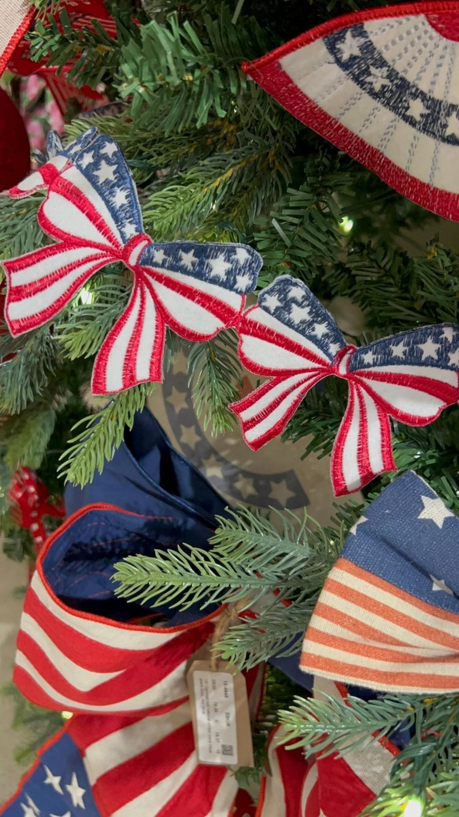 3.5in Felt Embroidery Americana Bow Garland (5 Yards)