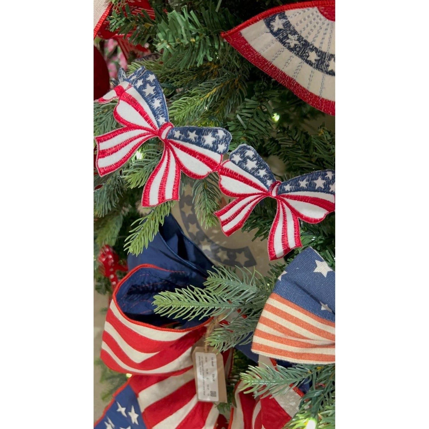 3.5in Felt Embroidery Americana Bow Garland (5 Yards)