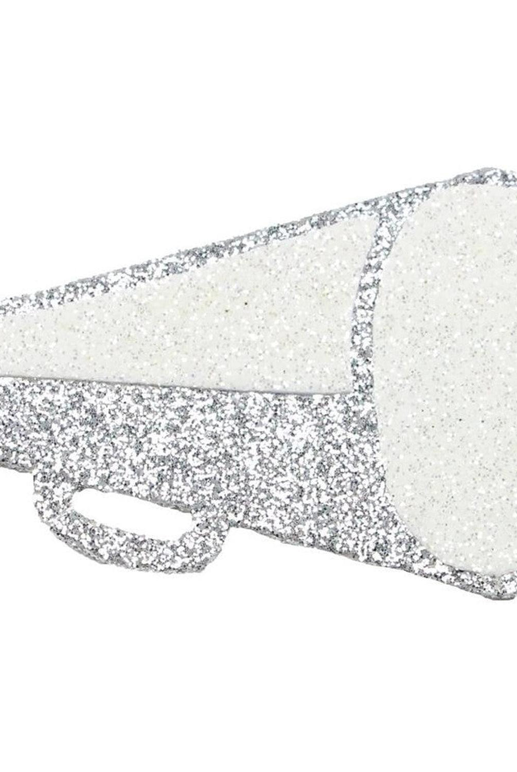 Shop For 3.5in Metallic Glitter Megaphone Ornament: Silver & White