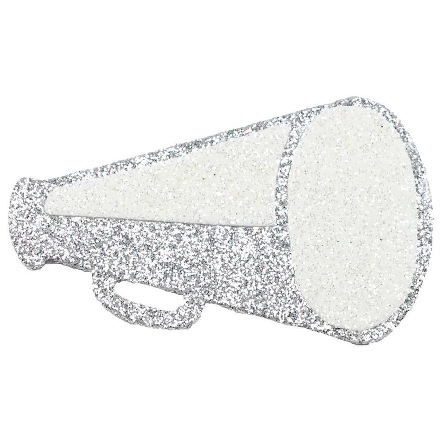Shop For 3.5in Metallic Glitter Megaphone Ornament: Silver & White