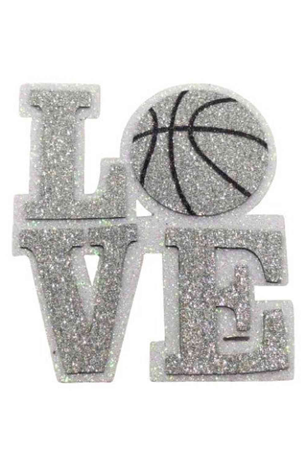 Shop For 3.5in Silver/White Glitter Foam Love Basketball Emblem