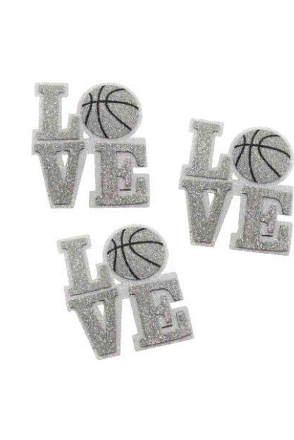 Shop For 3.5in Silver/White Glitter Foam Love Basketball Emblem