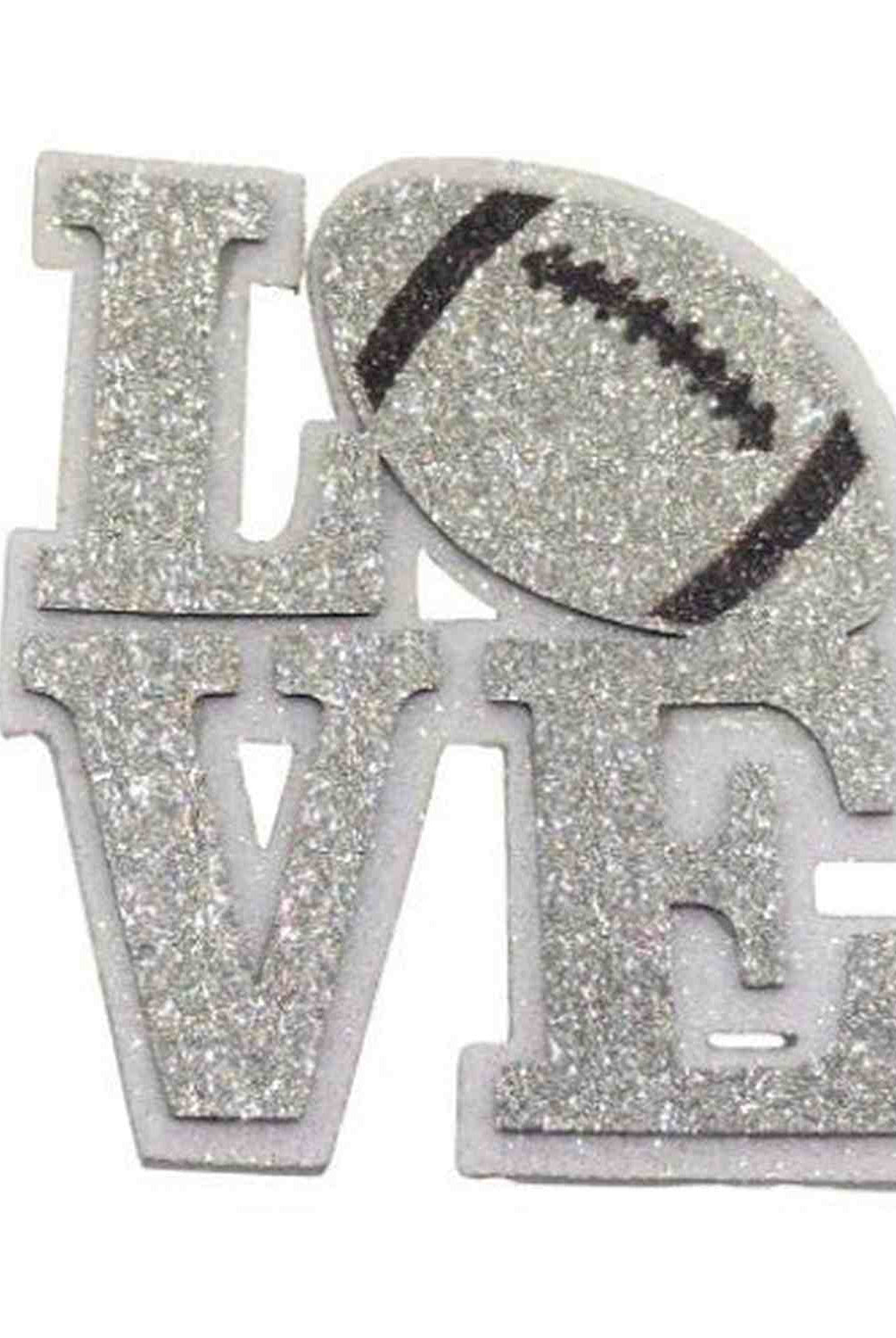 Shop For 3.5in Silver/White Glitter Foam Love Football Emblem