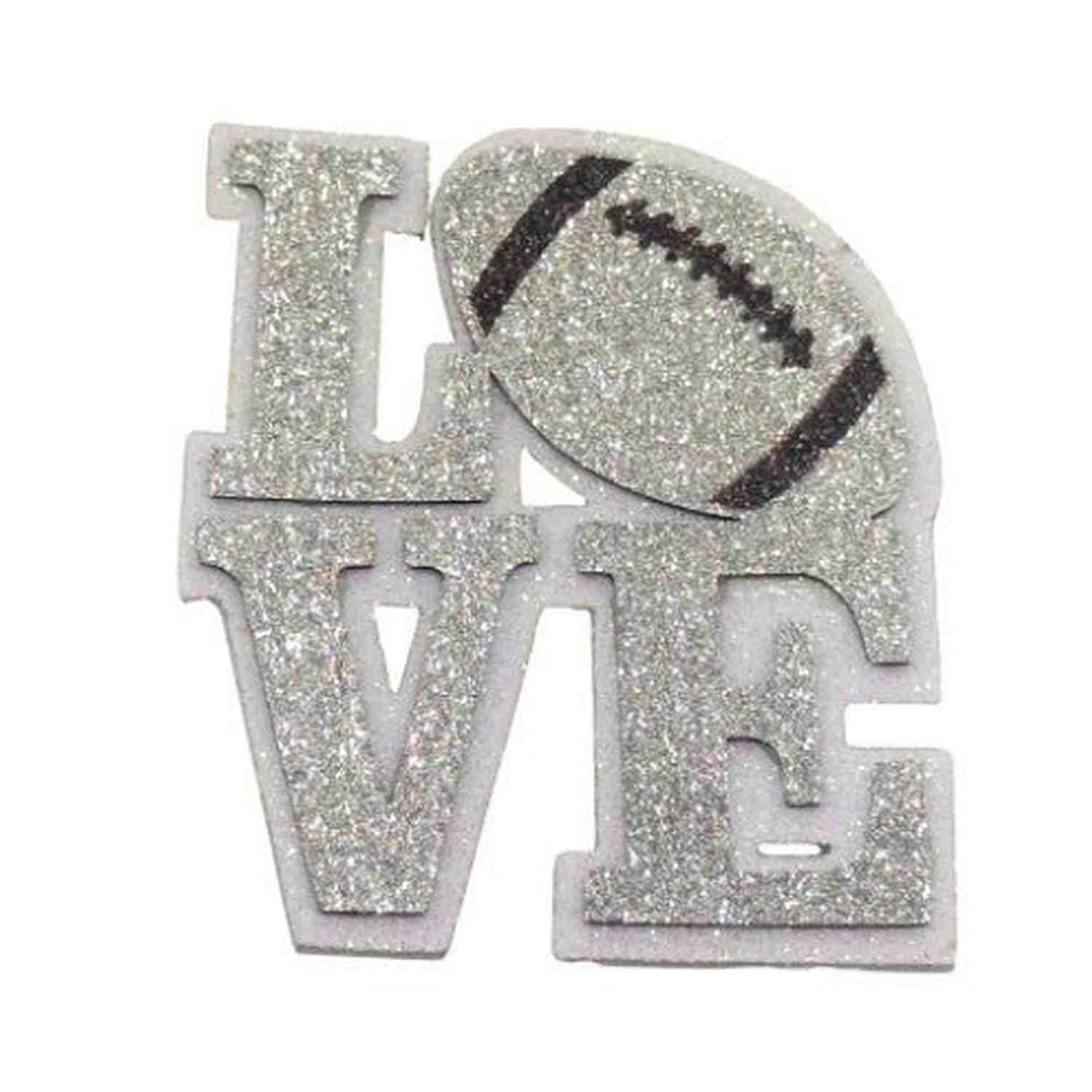 Shop For 3.5in Silver/White Glitter Foam Love Football Emblem