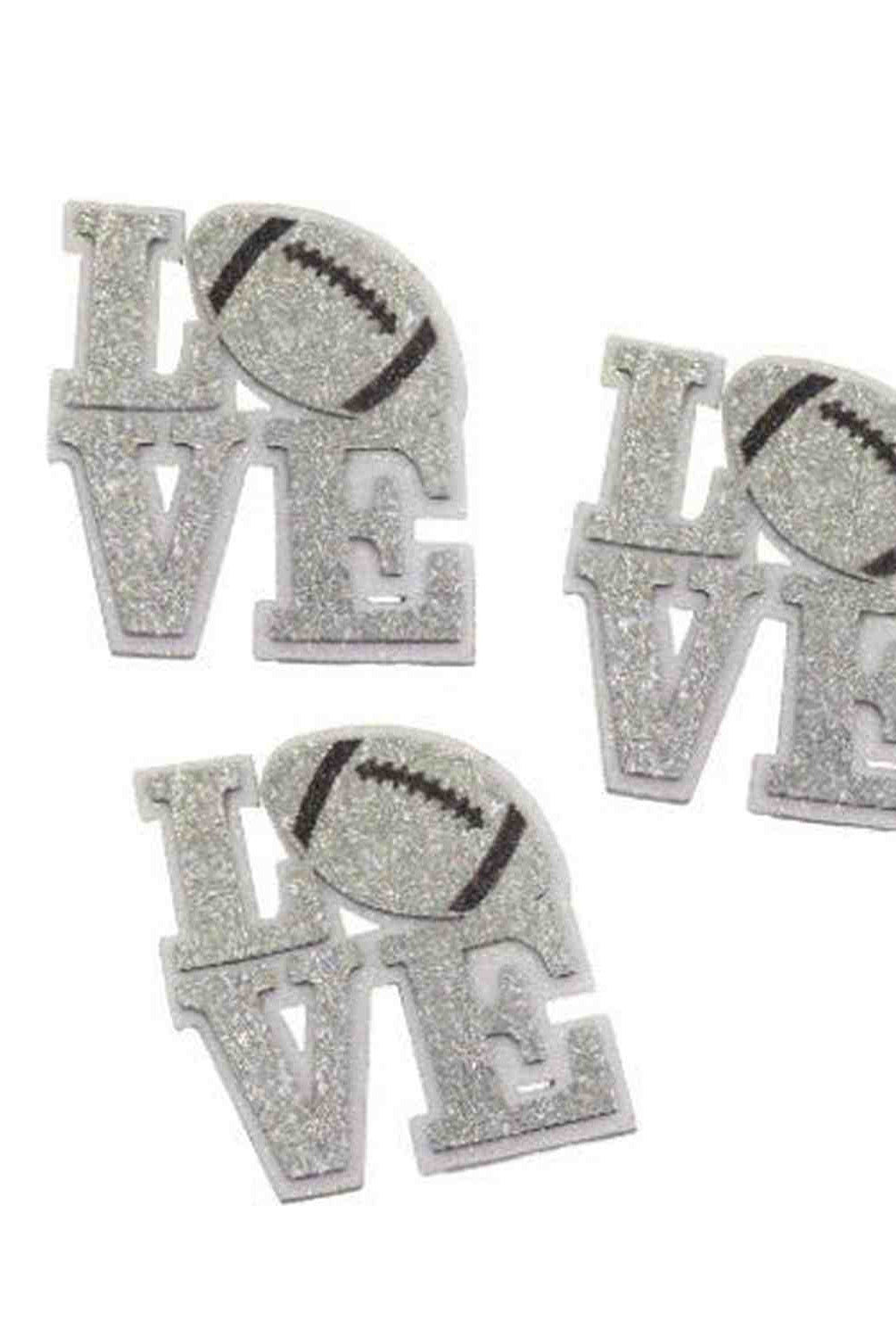 Shop For 3.5in Silver/White Glitter Foam Love Football Emblem