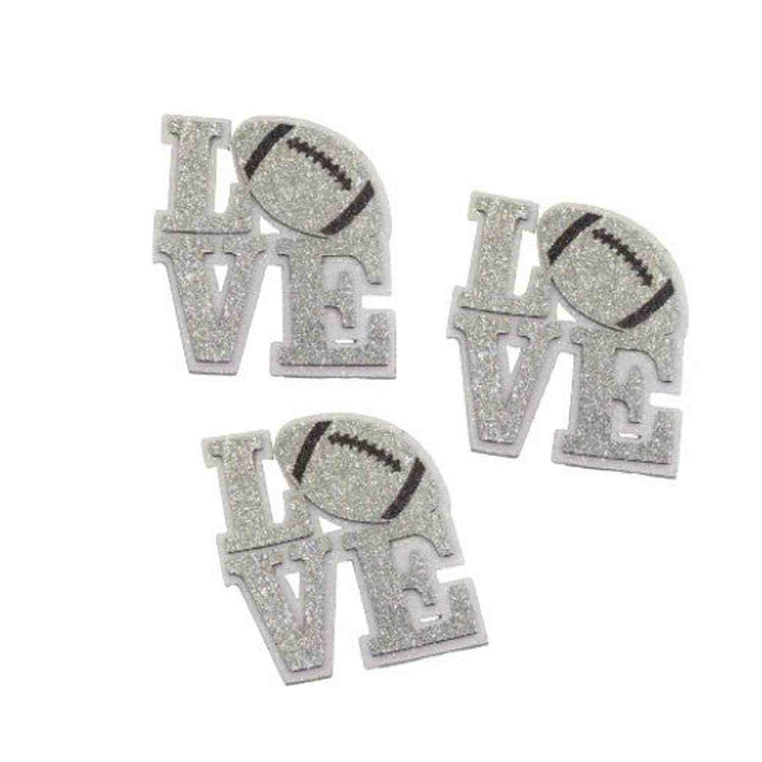 Shop For 3.5in Silver/White Glitter Foam Love Football Emblem