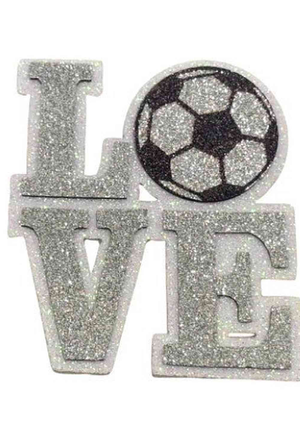 Shop For 3.5in Silver/White Glitter Foam Love Soccer Emblem