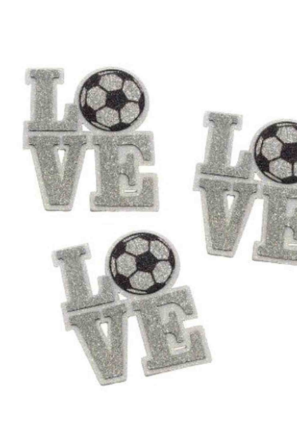 Shop For 3.5in Silver/White Glitter Foam Love Soccer Emblem