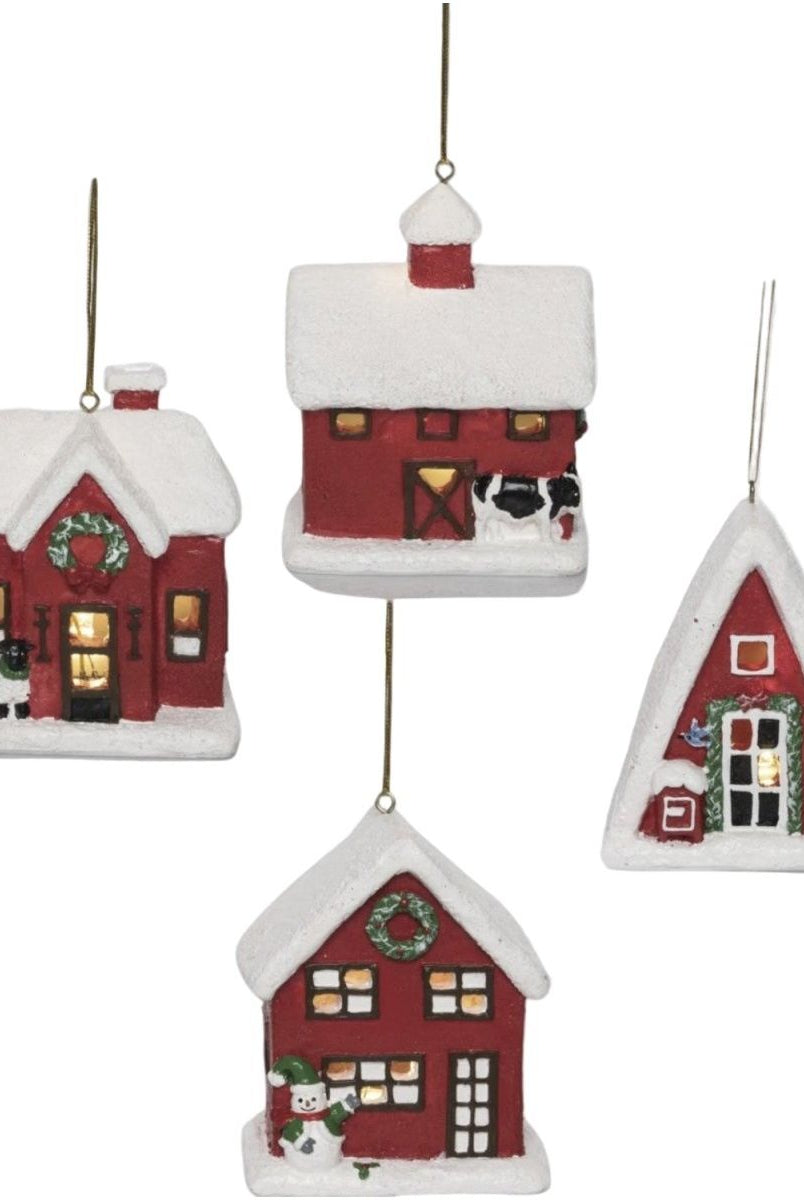 Shop For 3.75in Light Up Holiday Barn Ornaments (Asst)
