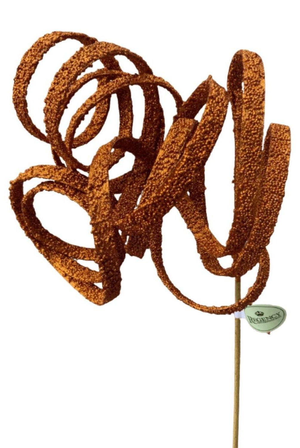 39" Glitter Loop Ribbon Spray: Orange