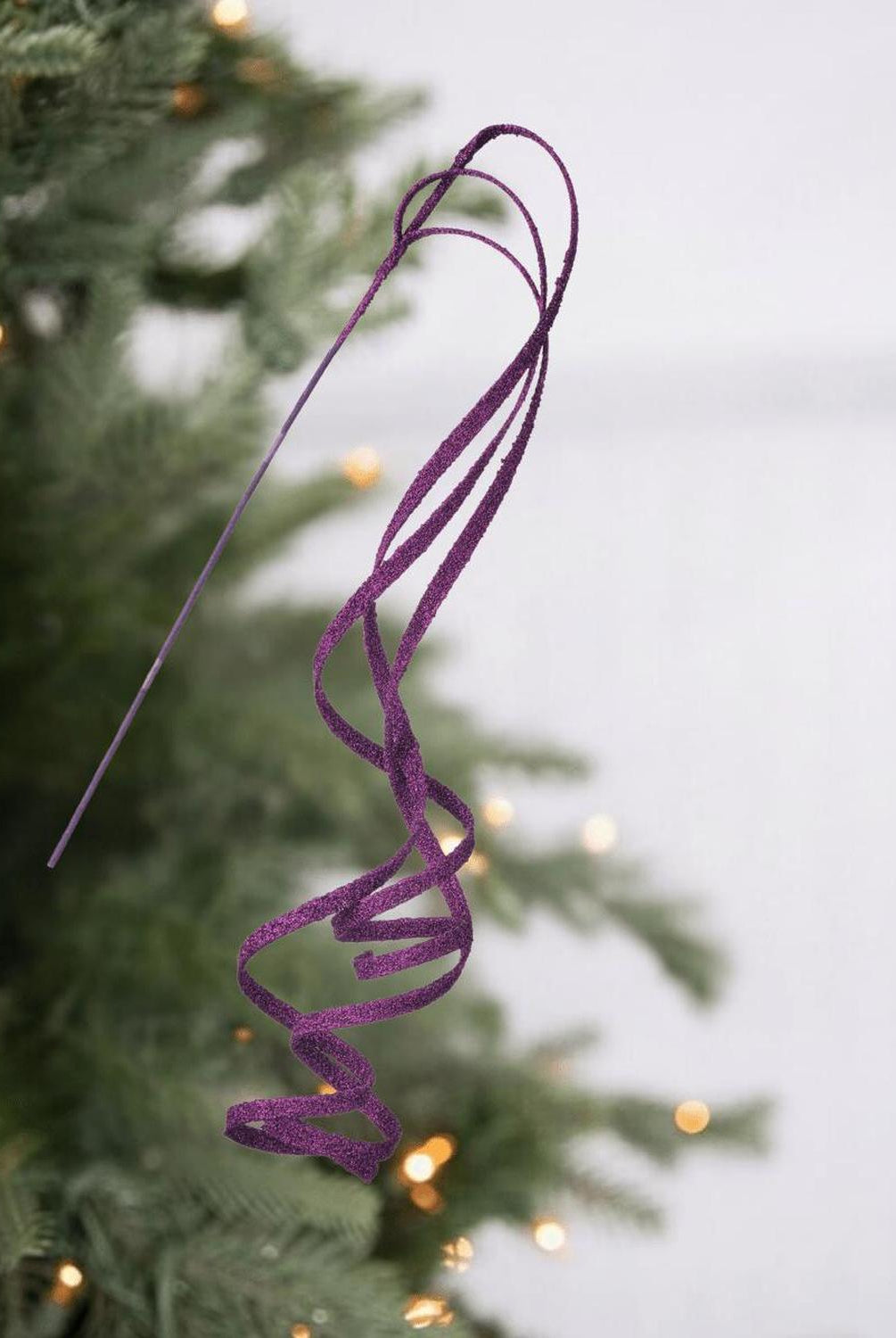 39" Glitter Loop Ribbon Spray: Purple