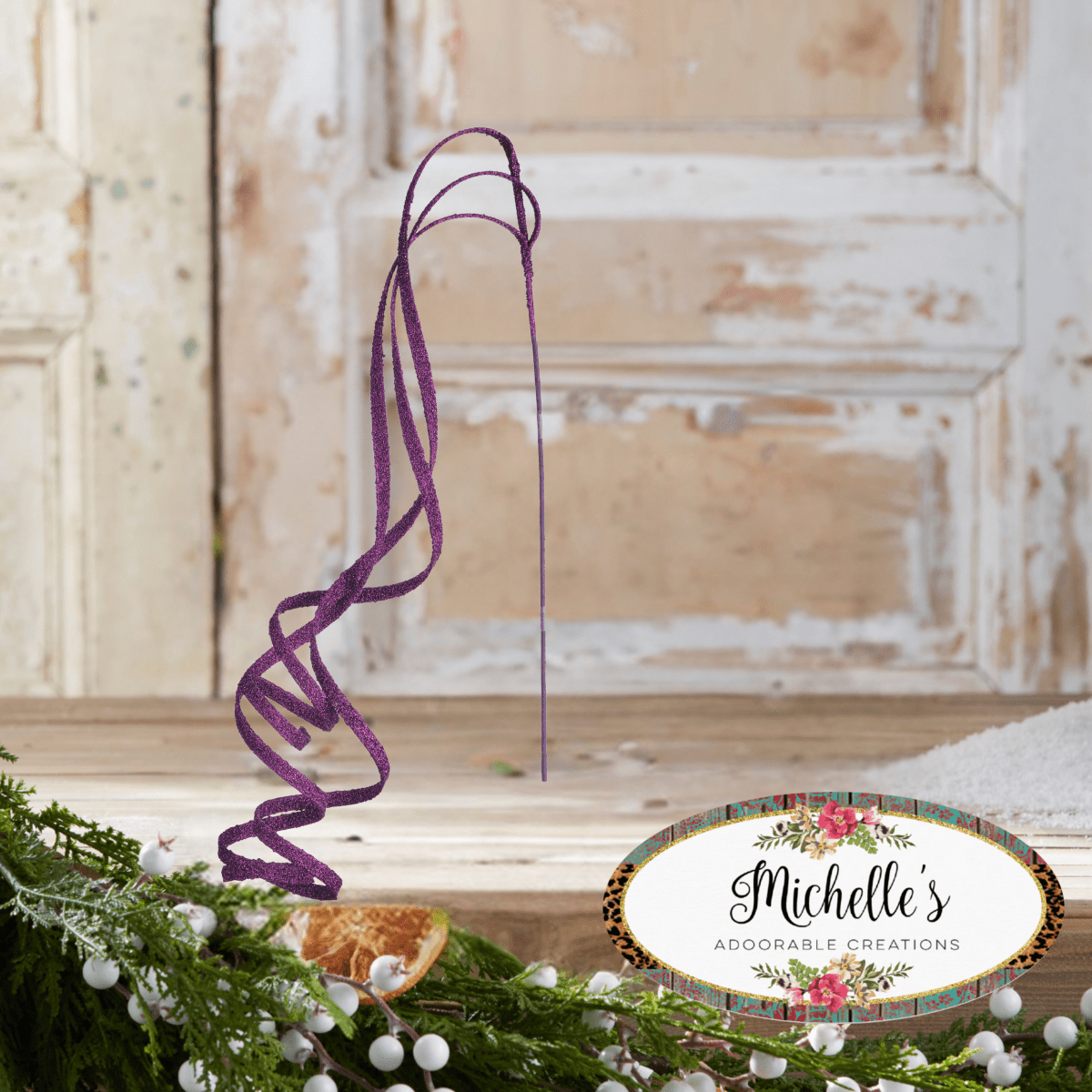 Shop For 39" Glitter Loop Ribbon Spray: Purple
