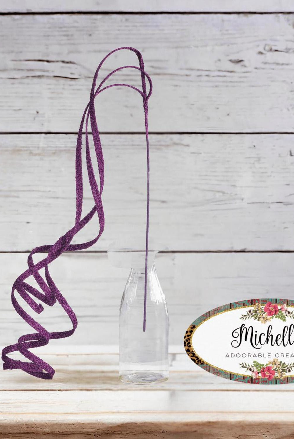 39" Glitter Loop Ribbon Spray: Purple