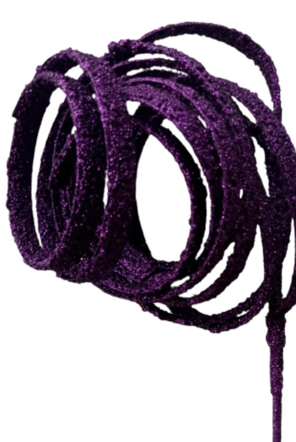 39" Glitter Loop Ribbon Spray: Purple