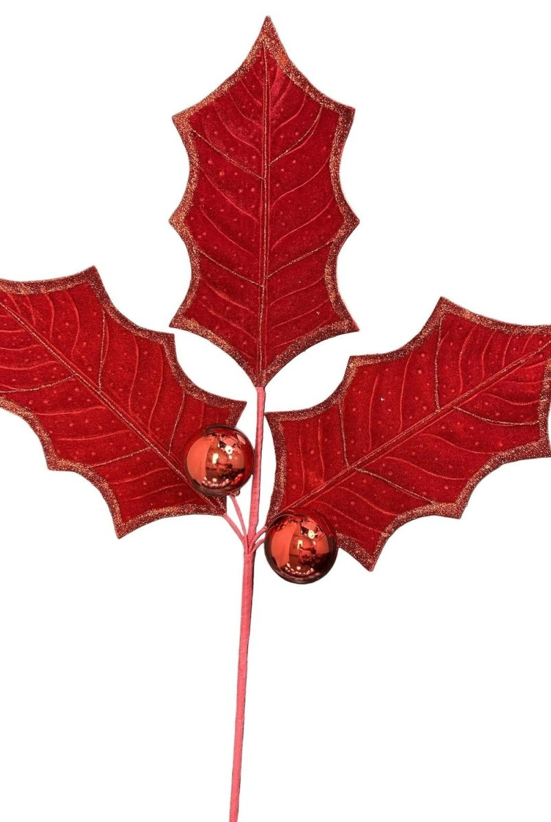 Shop For 39" Holly Leaf Spray: Red