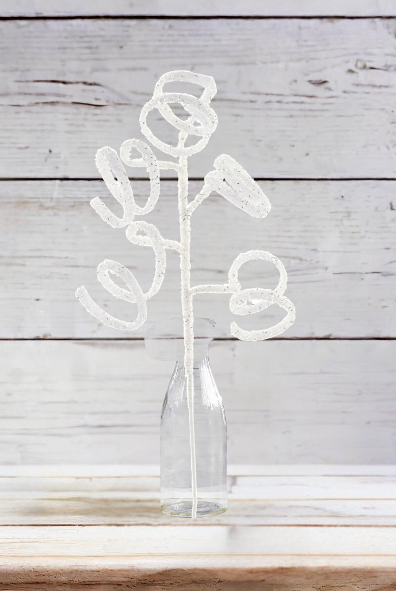 Shop For 39" Iridescent Curly Hanging Spray: White/Silver