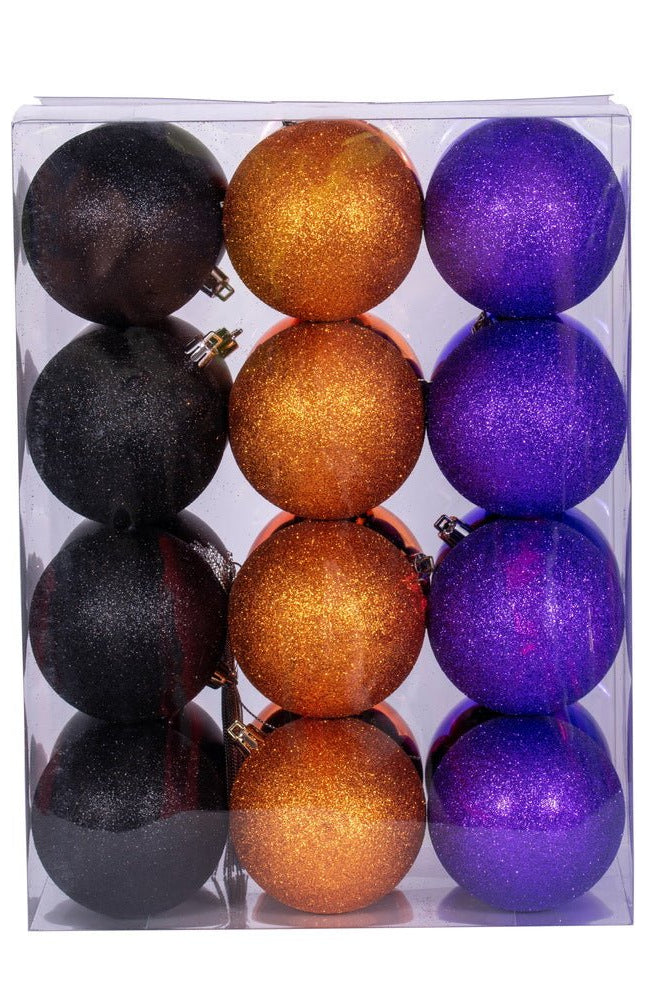 Shop For 3in Purple Orange Black Ornament Ball (Set of 24)