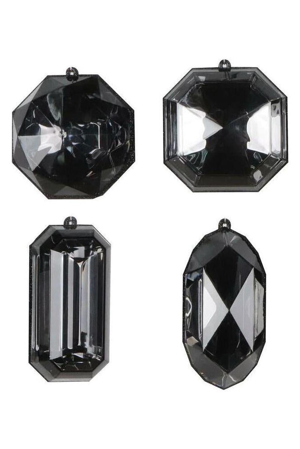 4-5" Acrylic Jewel Assortment Ornament: Black (Set 4)