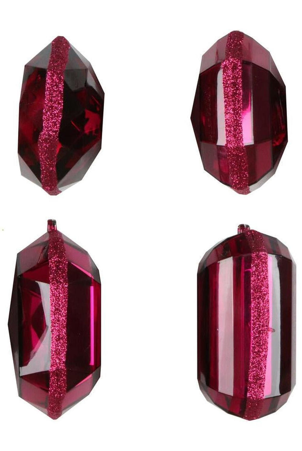 4-5" Acrylic Jewel Assortment Ornament: Burgundy (Set 4)