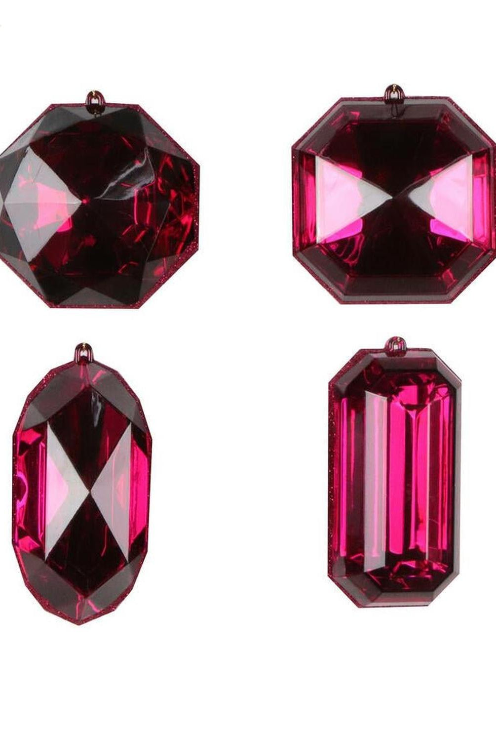 4-5" Acrylic Jewel Assortment Ornament: Burgundy (Set 4)