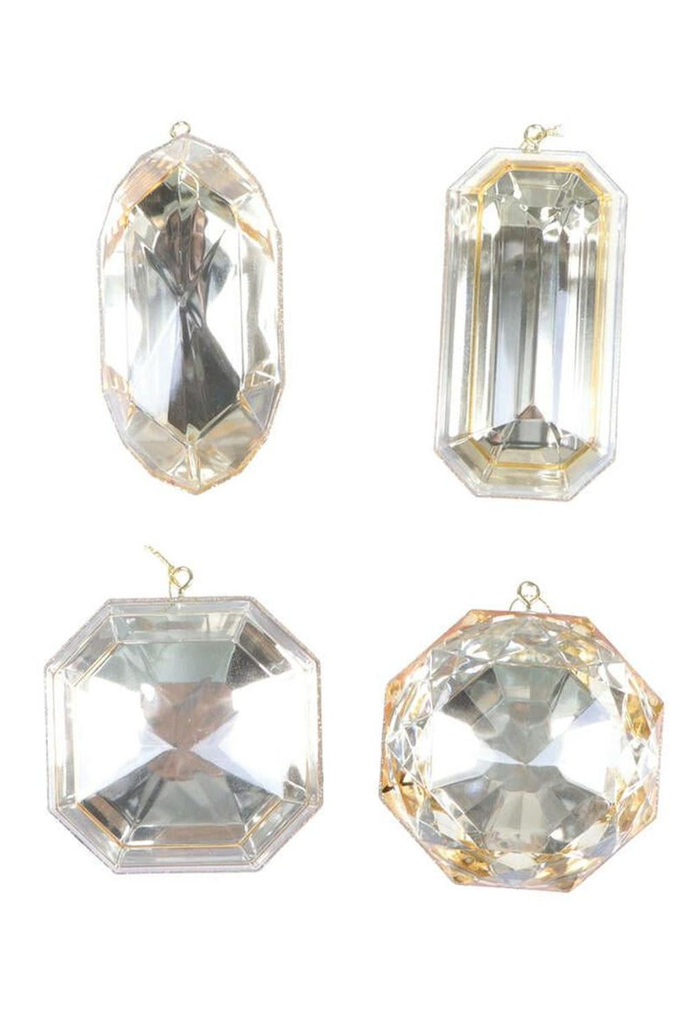 4-5" Acrylic Jewel Assortment Ornament: Champagne (Set 4)