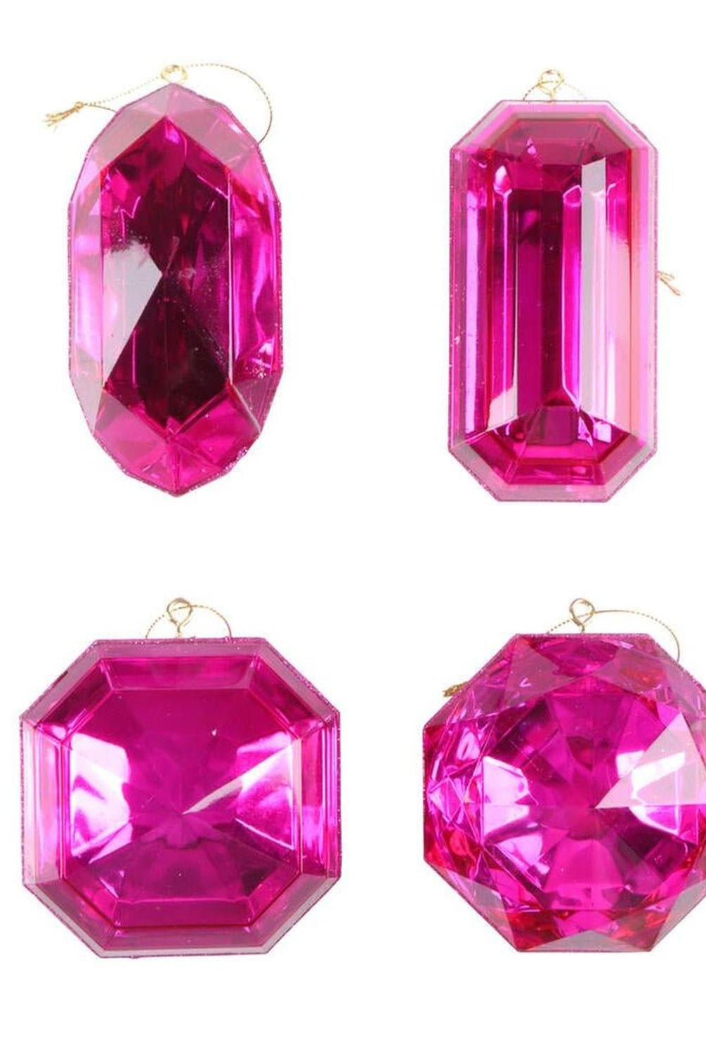 4-5" Acrylic Jewel Assortment Ornament: Pink (Set 4)