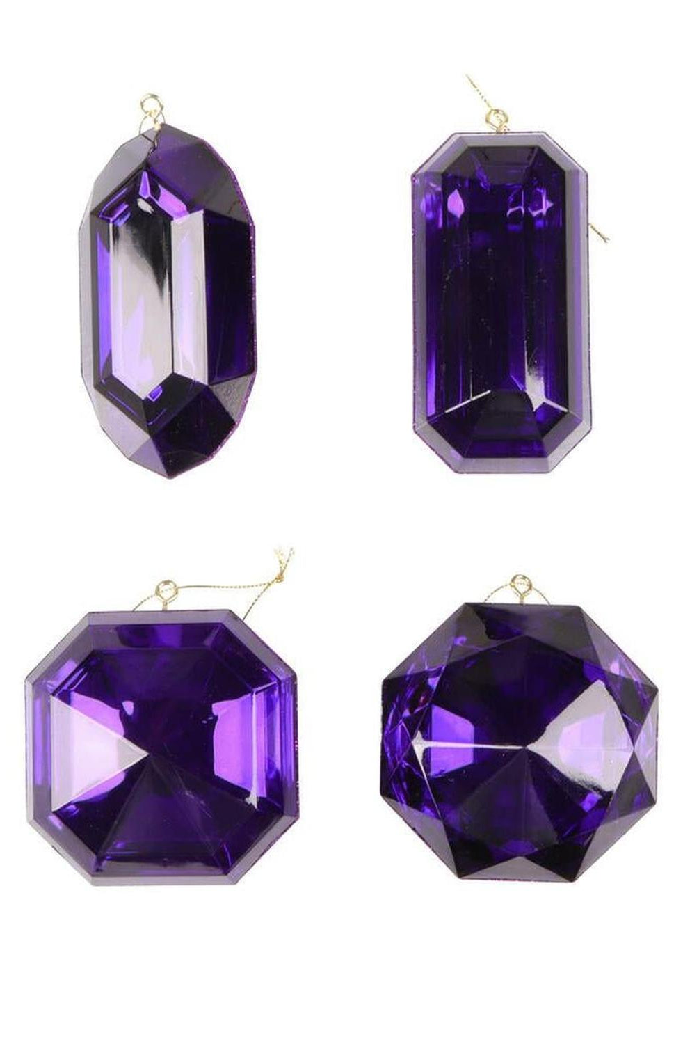 4-5" Acrylic Jewel Assortment Ornament: Purple (Set 4)