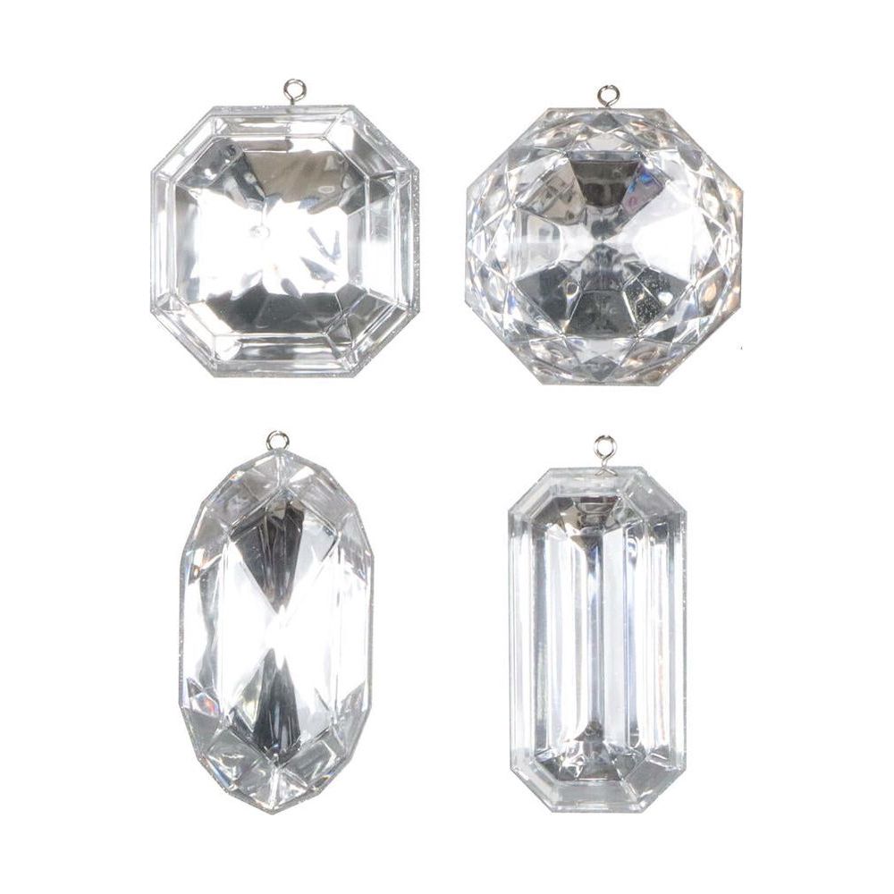 Shop For 4 - 5" Acrylic Jewel Assortment Ornament: Silver (Set 4)