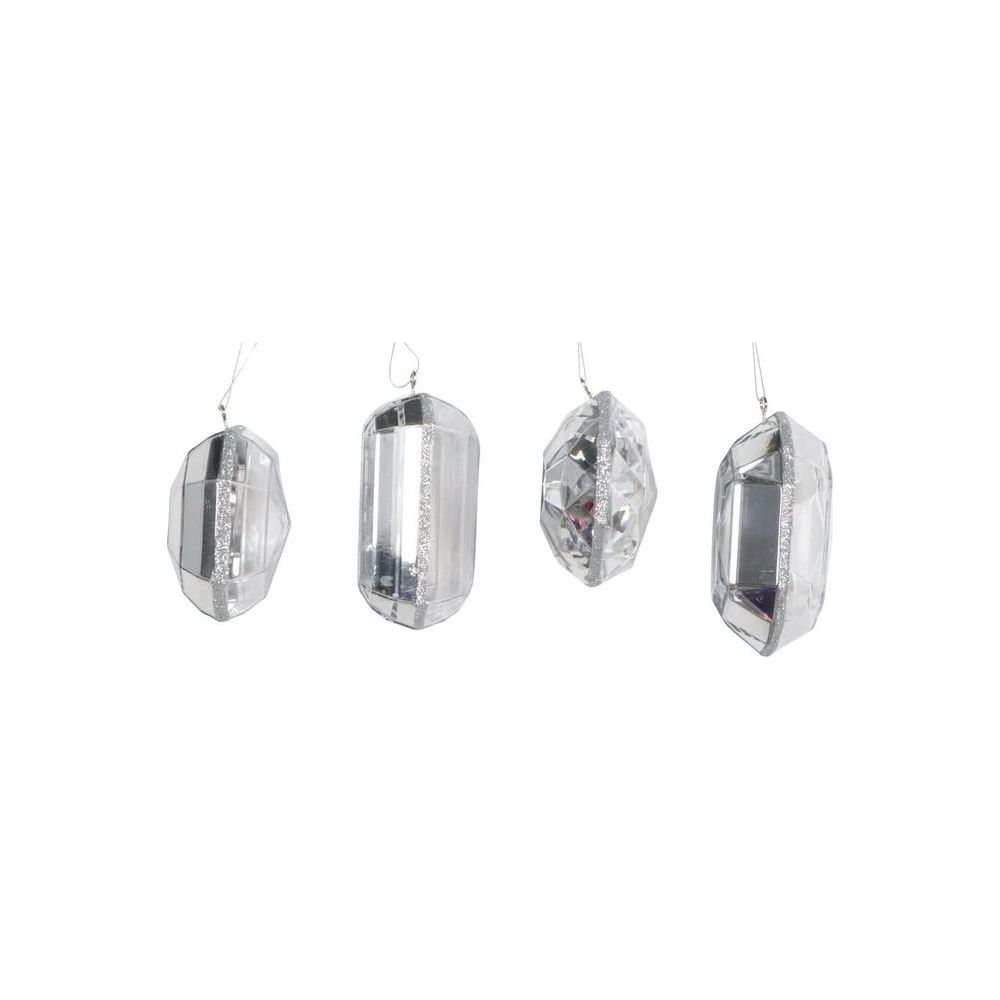 Shop For 4 - 5" Acrylic Jewel Assortment Ornament: Silver (Set 4)