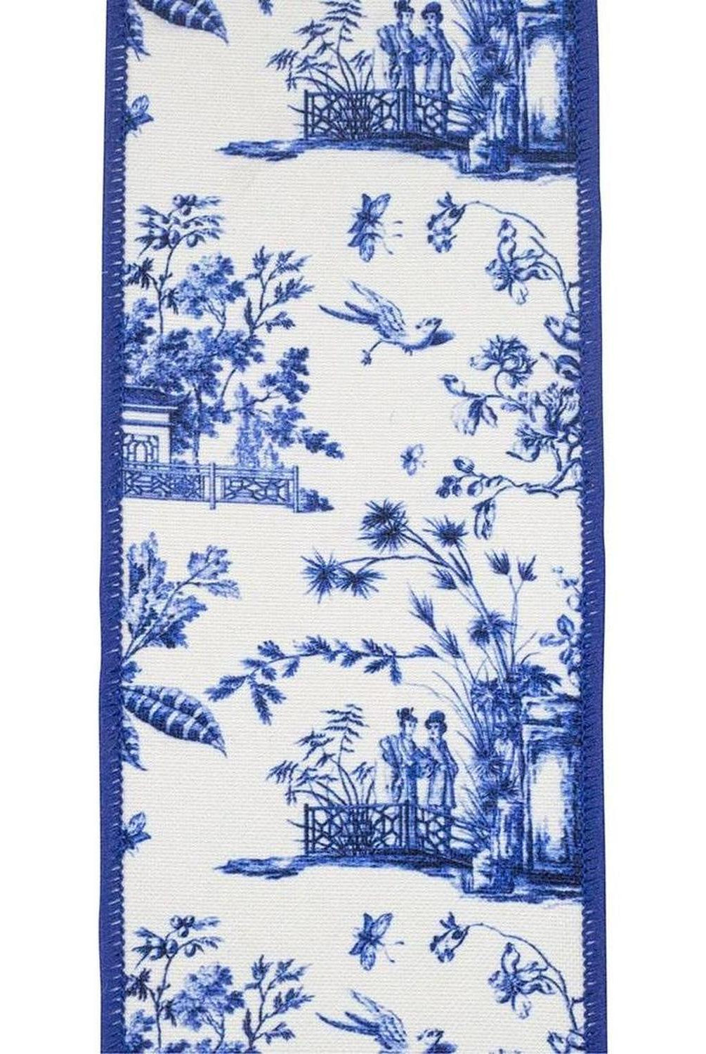 4" Asian Vista Chinoiserie Ribbon: Blue (5 Yards)