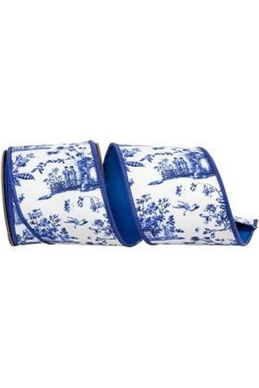 4" Asian Vista Chinoiserie Ribbon: Blue (5 Yards)