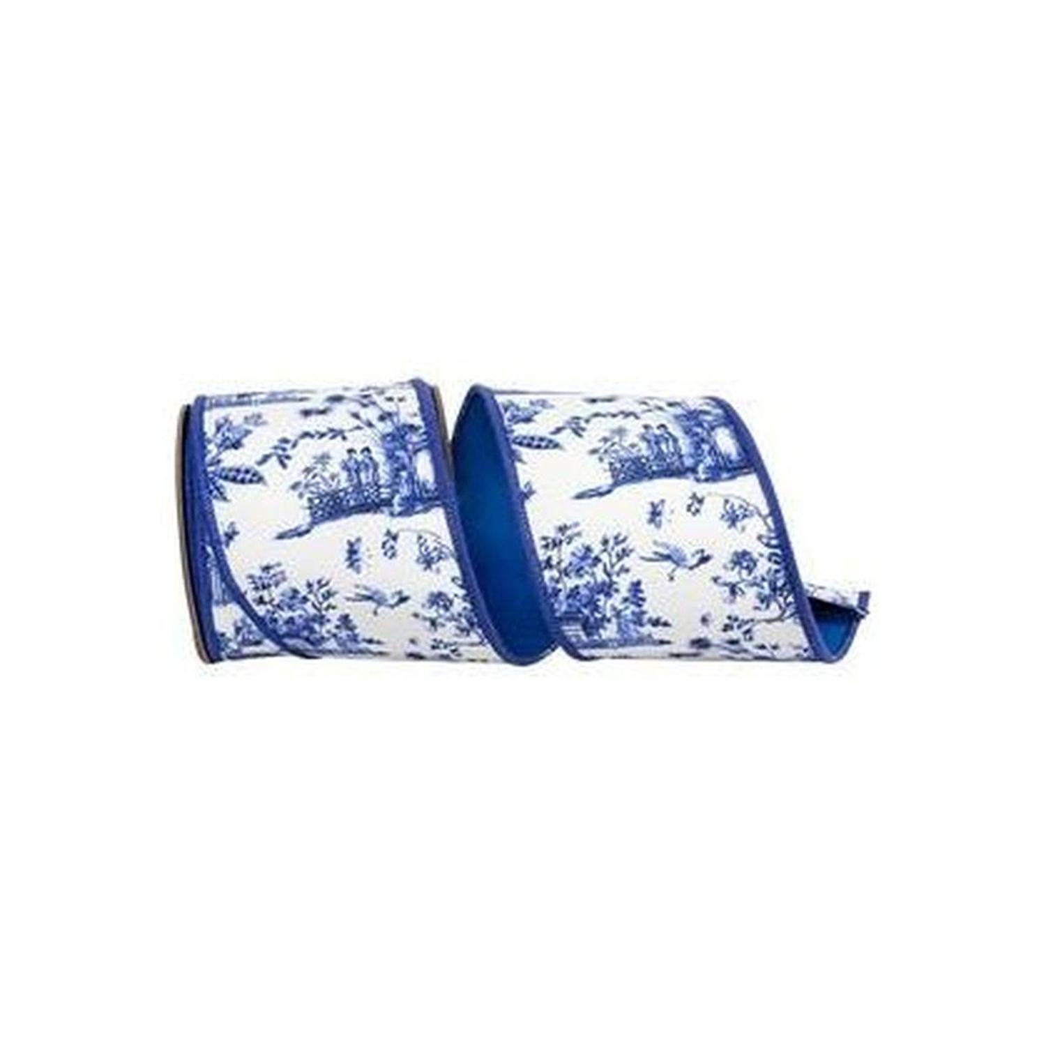 4" Asian Vista Chinoiserie Ribbon: Blue (5 Yards)