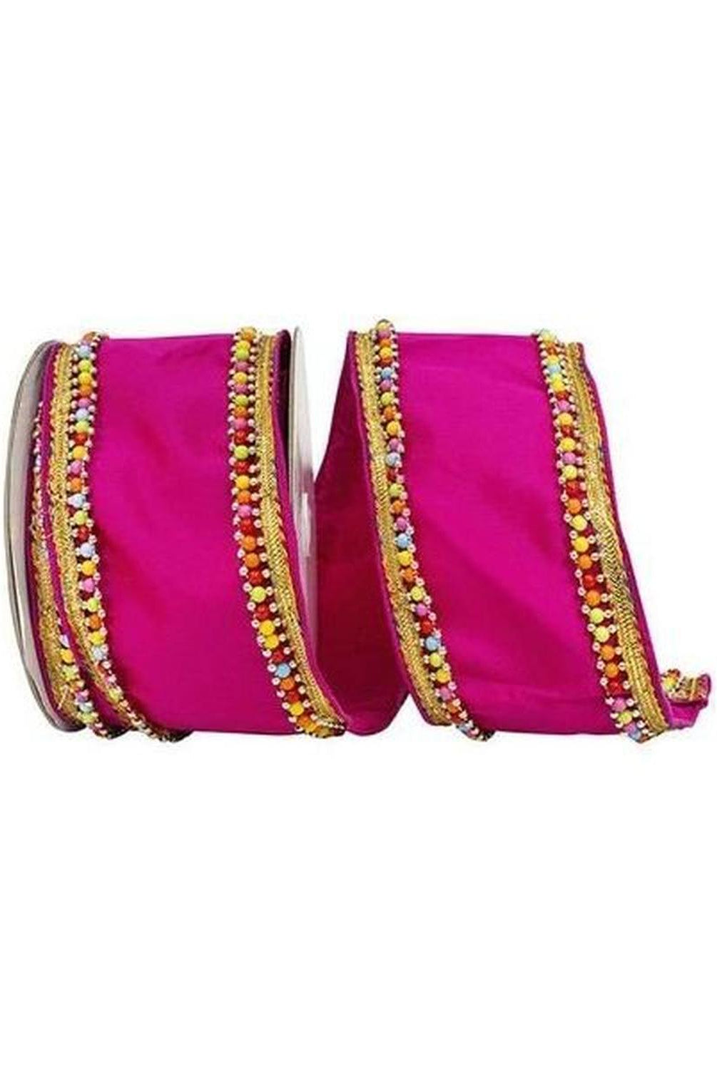 4" Beaded Candy Edge Ribbon: Fuchsia (5 Yards)