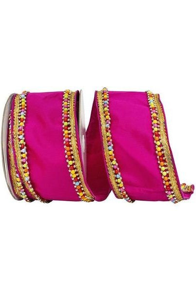 Shop For 4" Beaded Candy Edge Ribbon: Fuchsia (5 Yards)