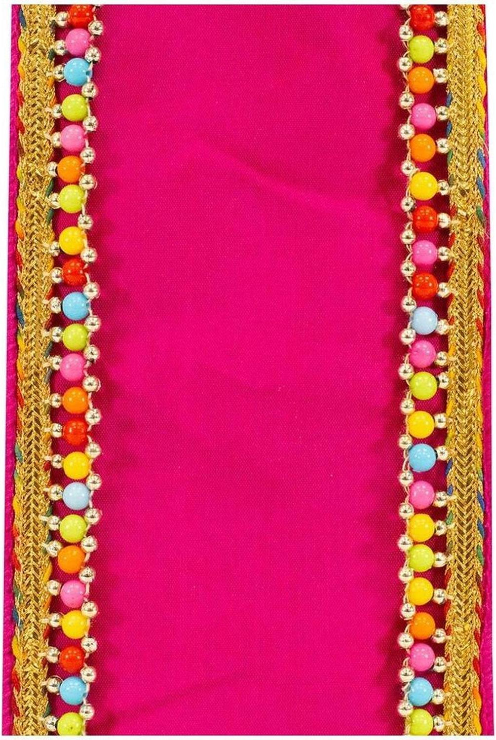 4" Beaded Candy Edge Ribbon: Fuchsia (5 Yards)