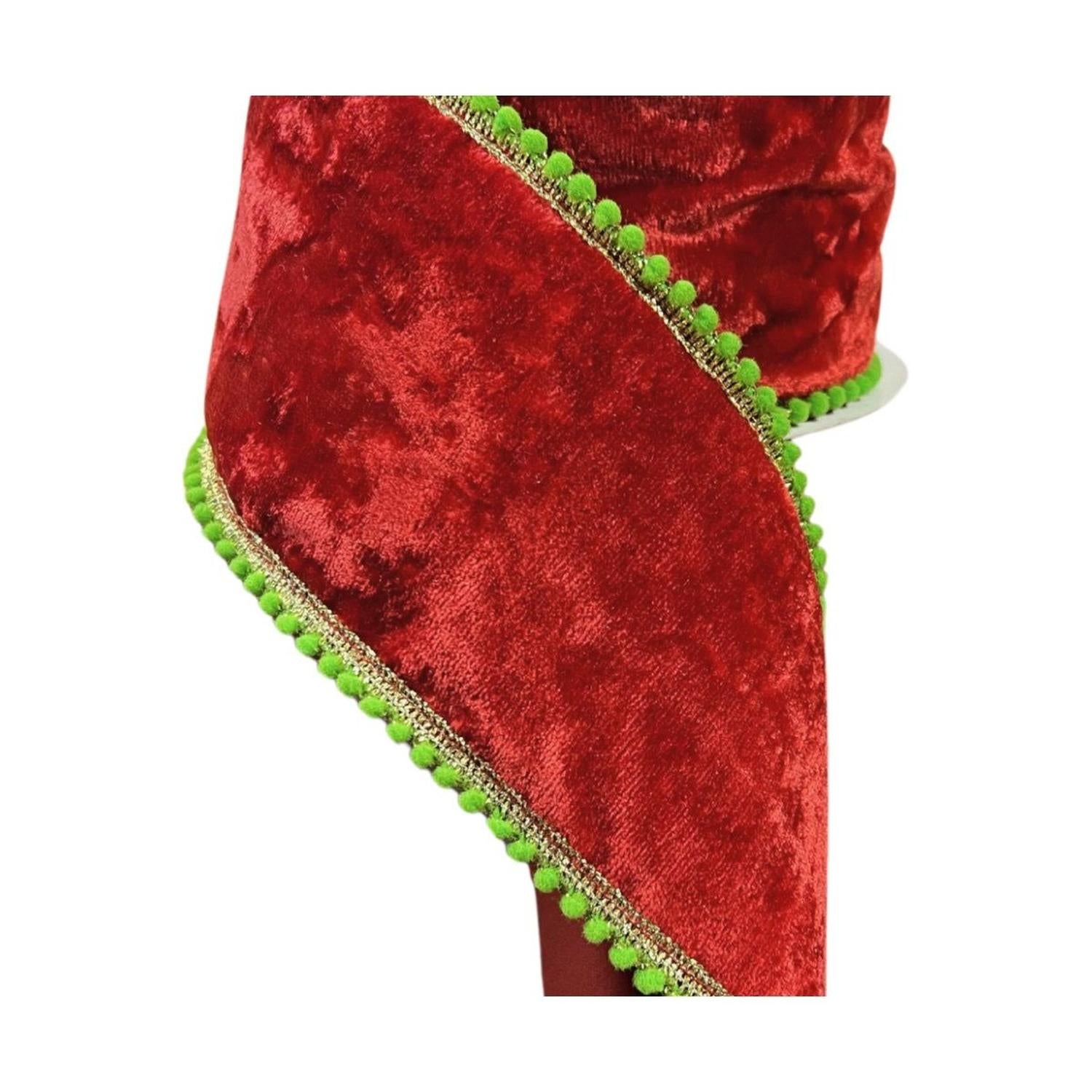 Shop For 4" Beaded Pom Edge Ribbon: Red/Lime (10 Yards)