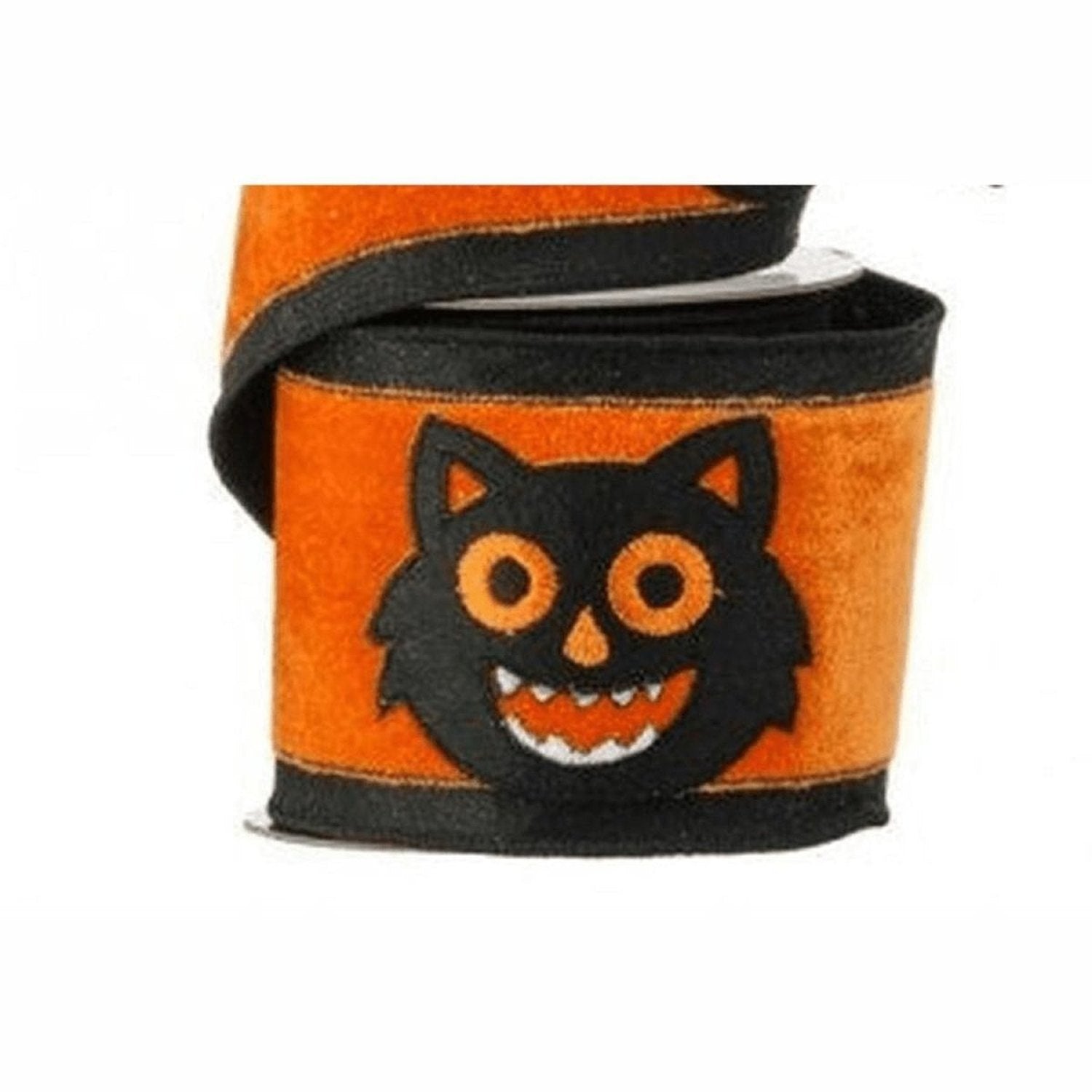 Shop For 4" Black Cat Bat Velvet Ribbon: Orange (5 Yards)