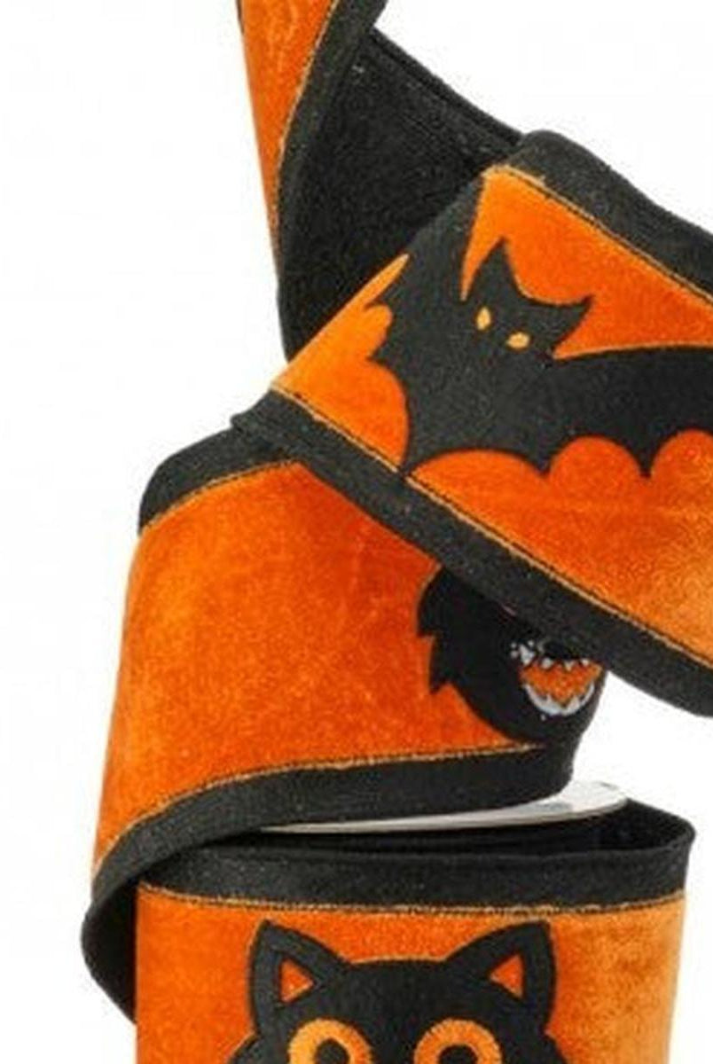 Shop For 4" Black Cat Bat Velvet Ribbon: Orange (5 Yards)