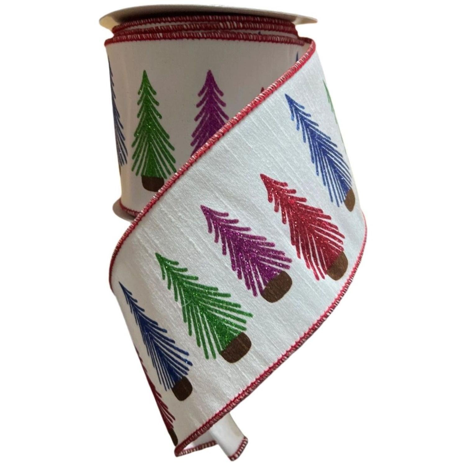 4" Bottle Brush Tree Ribbon: Multi (10 Yards)