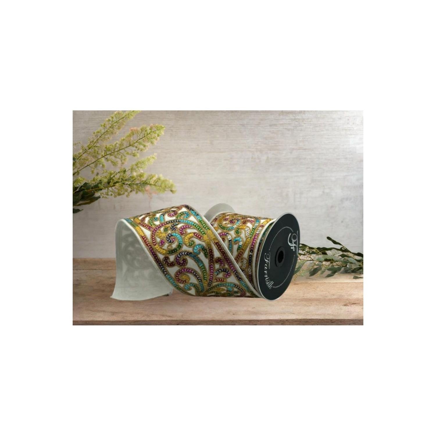 Shop For 4" Carnaval Plumes Ribbon: White (5 Yards) at Michelle's aDOORable Creations