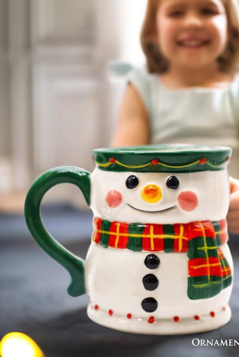 Shop For 4" Ceramic Mug Wonderful Plaid Scarf Snowman
