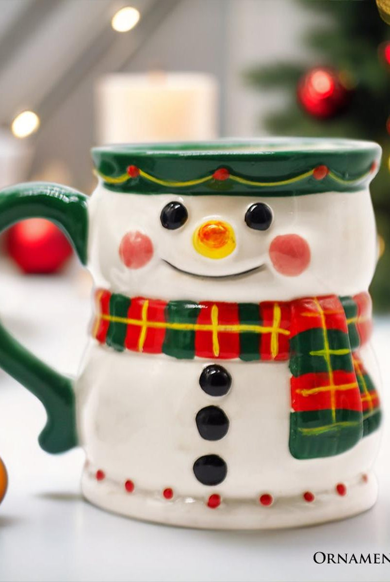 Shop For 4" Ceramic Mug Wonderful Plaid Scarf Snowman