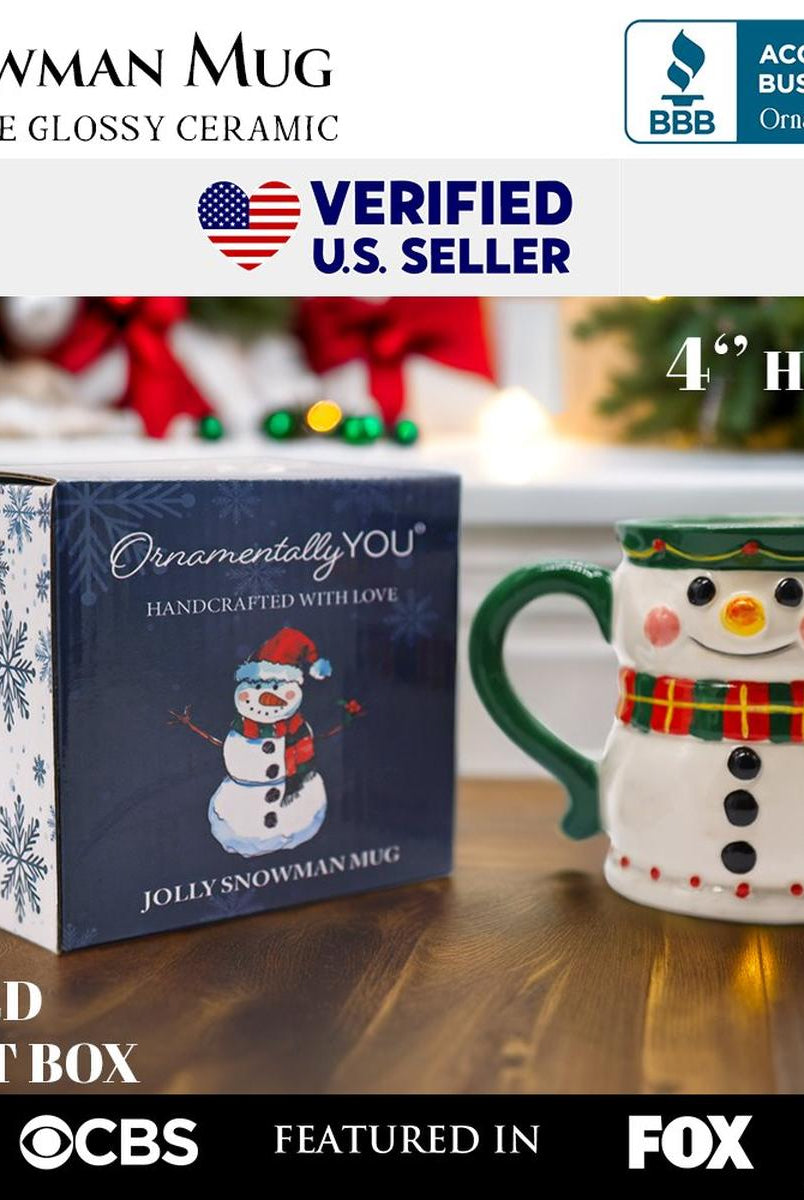 Shop For 4" Ceramic Mug Wonderful Plaid Scarf Snowman