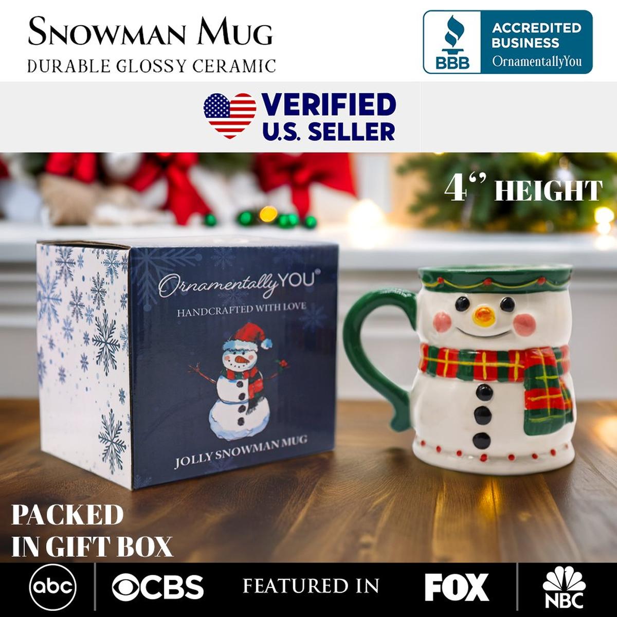 Shop For 4" Ceramic Mug Wonderful Plaid Scarf Snowman